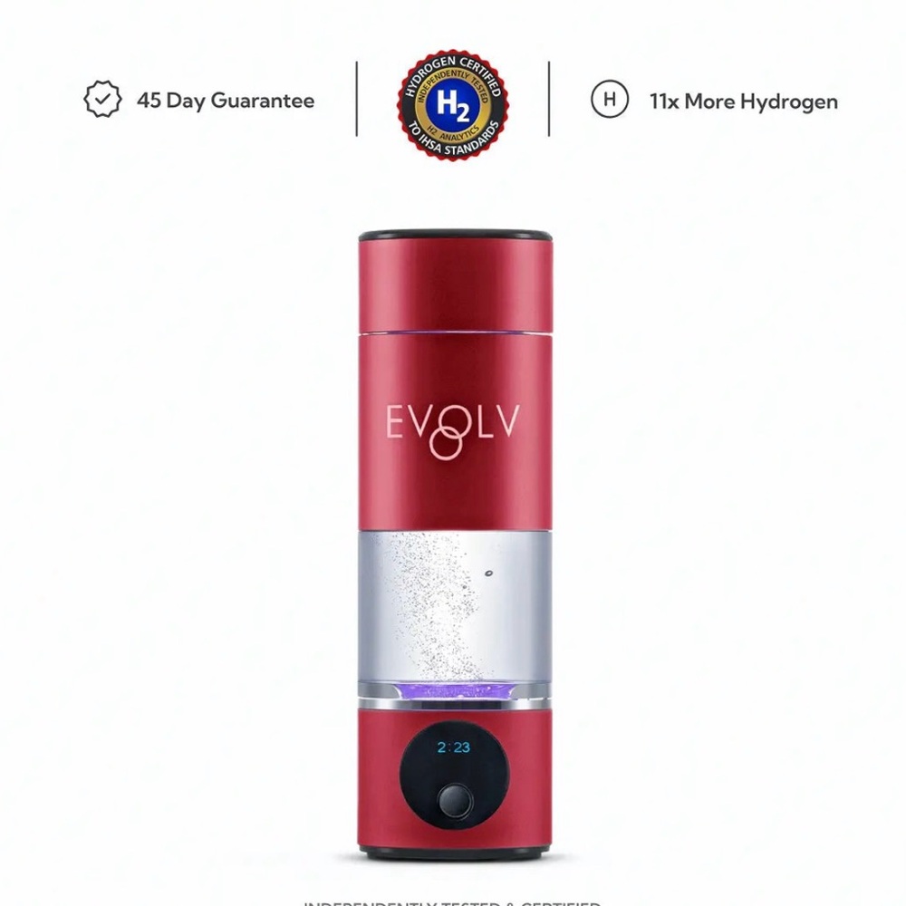 Evolv Hydrogen Water Bottle, Portable H2O Generator, Antioxidant, Molecular -NEW
